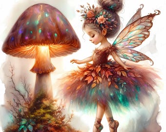 Autumn Fairy Ballerina Art: Fantasy Nursery Decor (Digital Download)
