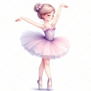 Clipart di una graziosa ballerina viola / Ragazza di balletto 12 JPEG / Decorazione murale per cameretta delle bambine / Sublimazione per bicchieri / Download di adesivi per planner