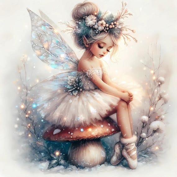 Winter Fairy Ballerina Clipart: Snow Princess JPEG Bundle (5000x5000 px, 300 DPI)