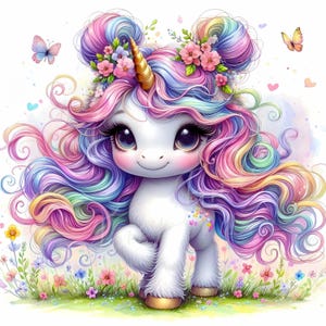 10 imágenes prediseñadas de unicornio arcoíris mágico / Unicornio de cumpleaños en acuarela / Imprimible para baby shower en tonos pastel / JPG de alta calidad / Descarga digital