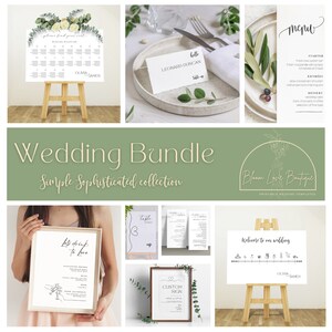 Wedding Sign Bundle-Minimalist design Canva Templates. DIY bride. Welcome Sign|Custom Sign|Program|Place card|Timeline|Seating plan|And more