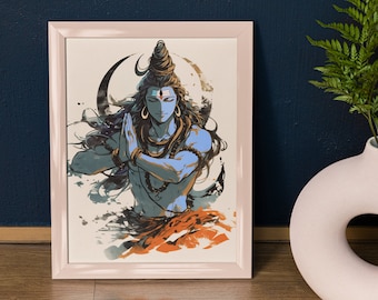 Arte de parede imprimível de Nataraja, impressão de Shiva dançando, pôster da dança cósmica do Senhor Shiva, arte do deus hindu, decoração para estúdio de ioga, download digital