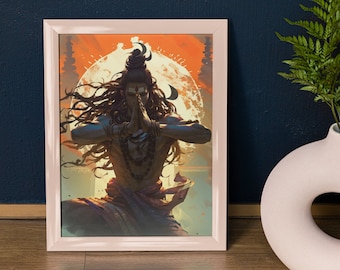 Dancing Shiva Art Print, Nataraja Poster Digital Download, Shiva Tandava Painting Printable, Indian Wall Decor, Hindu Housewarming Gift