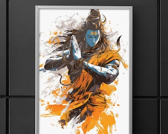 Shiva Digital Print, Peaceful Lord Shiva Meditating Art, Hindu Altar Decor Printable, Meditation Space Poster, Mahashivratri Gift