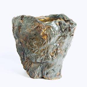 Handmade Stoneware Planter: Ash Glazed Ceramic Pot for Succulents