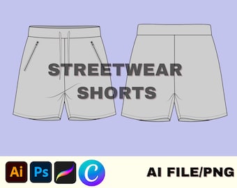 TECH PACK, Sweat SHORTS, Techwear Shorts, Vector Pack, Comfy Shorts, Digital Adobe Illustrator Athletic Workout Shorts Mockup Template
