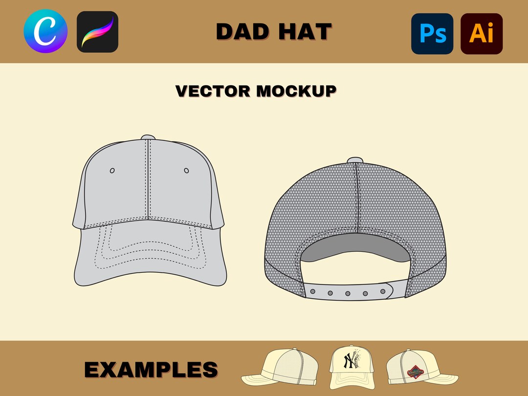 Cap Vector Tech Pack Streetwear Baseball Hat Clothing Mockup Vector Tech Pack, Adobe ...