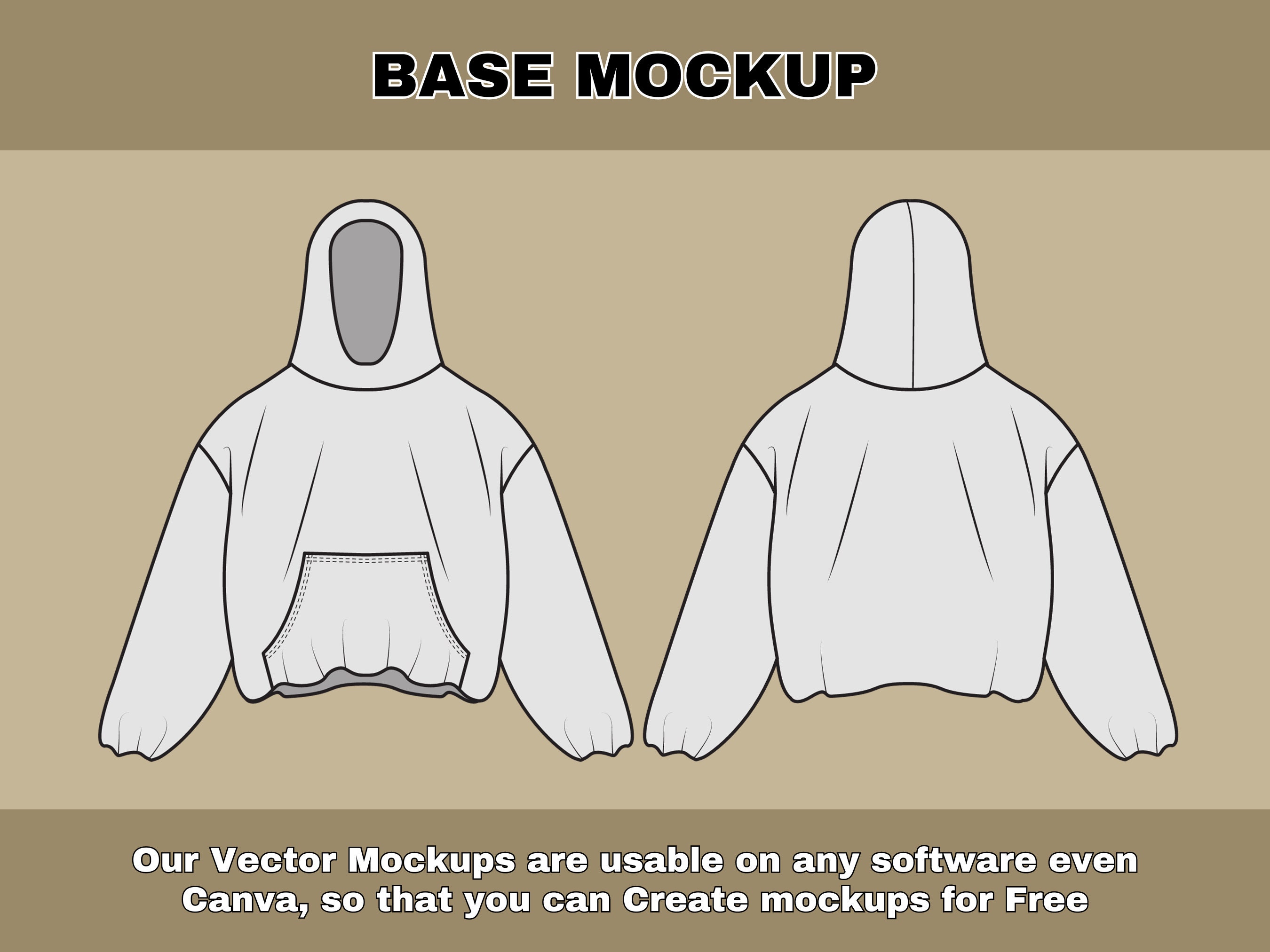 Baggy Hoodie Mockup Streetwear Tech Pack, Adobe Illustrator Vector Baggy Hoodie Mockup Streetwear Tech Pack, Adobe Illustrator Vector