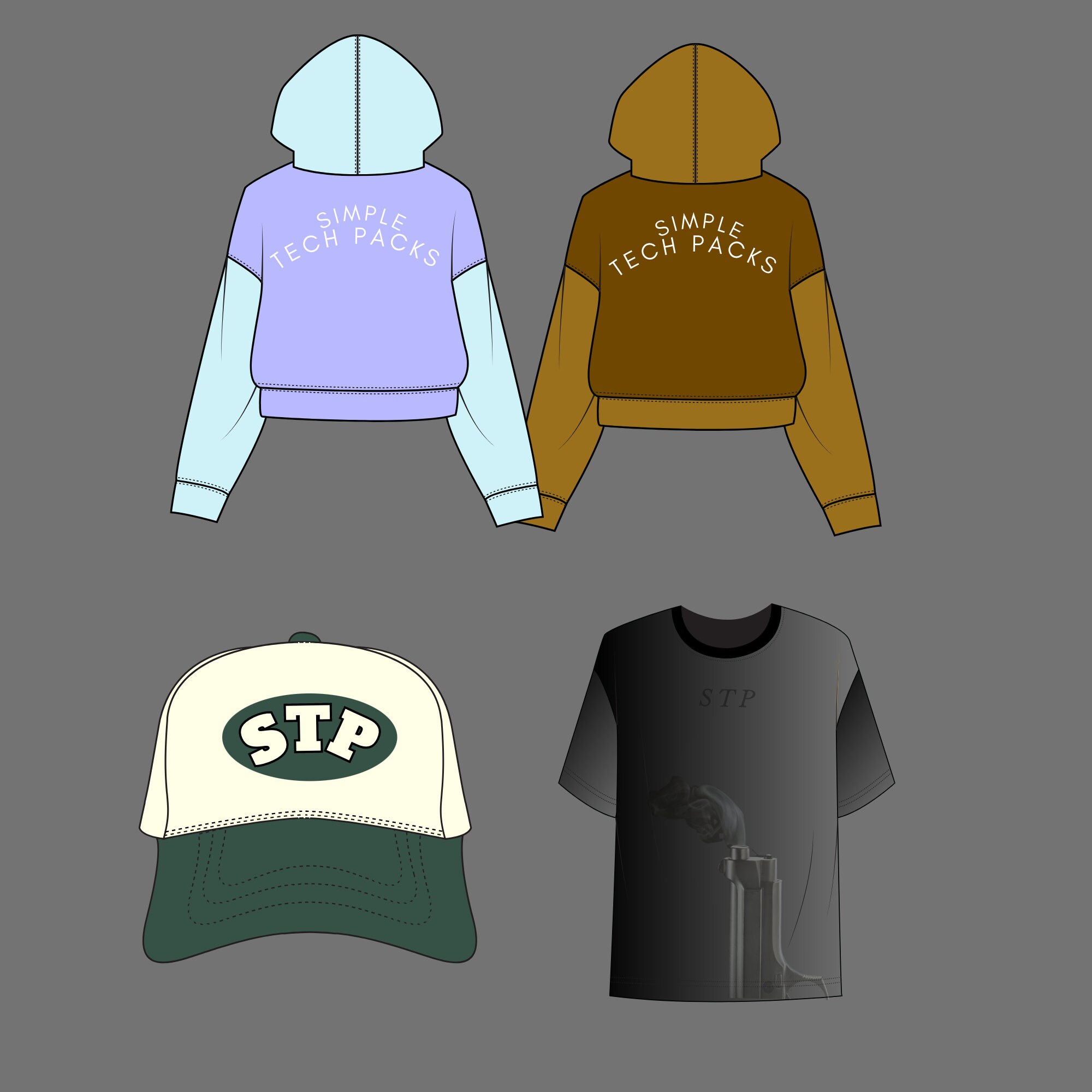 Streetwear Baseball Hat Clothing Mockup Vector Tech Pack, Adobe ...