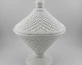 WESTMORELAND English Hobnail Pedestal Candy Dish with Lid 1945