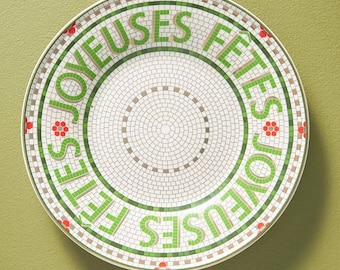ANTHROPOLOGIE Plato de postre festivo con azulejos de bistró