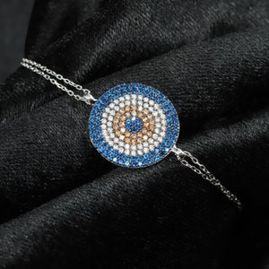 Evil Eye Bracelet Evil Eye Women Silver Bracelet Sterling Silver Jewellery Valentine&#39;s Day Gift, Handmade 925 Silver Bracelet, Anniversary