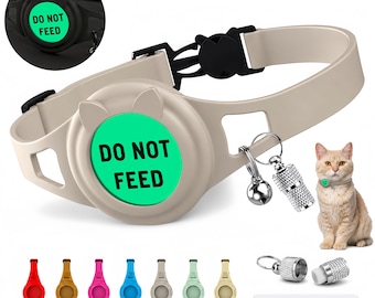Antiallergisches Katzenhalsband mit Airtag Inhaber, ID-Marke, Glöckchen & Abreißverschluss für einfaches Tracking.