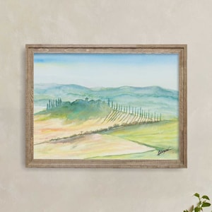 Tuscany Italy Landscape Print, Watercolor Painting, Wall Decor, Landscape Art, Art Lover Gift, Living Room Wall Art, Italy Art Print