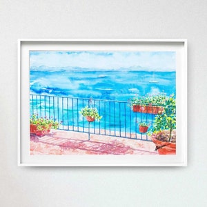Vietri Sul Mare Italy Landscape Print, Watercolor Painting, Wall Decor, Landscape Art, Art Lover Gift, Living Room Wall Art, Italy Art Print