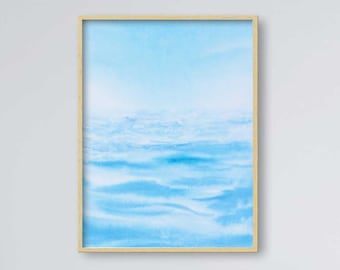 Abstract Sea Landscape Print, Watercolor Painting, Wall Decor, Nautical Art, Art Lover Gift, Living Room Wall Art, Ocean Art Print