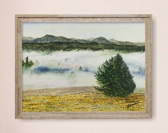 Misty Mountains Landscape Art Print, Watercolor Painting, Wall Decor, Landscape Art, Art Lover Gift, Watercolor Art Print