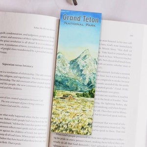 Segnalibro stampabile del Parco Nazionale Grand Teton, Segnalibri ad acquerello, Pittura ad acquerello, Regalo per amanti dell'arte, Arte di viaggio, Arte del parco nazionale