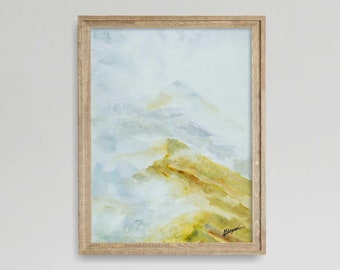 Mountains Abstract Landscape Art Print, Watercolor Painting, Wall Decor, Landscape Art, Art Lover Gift, Watercolor Art Print