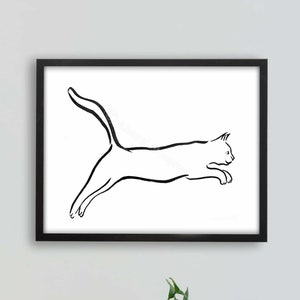 Printable Line Art Cat Print, Cat Decor, Cat Painting, Cat Lover Gift, Ink Art, Ink Drawing, Minimalist Art, Sumi-e Painting