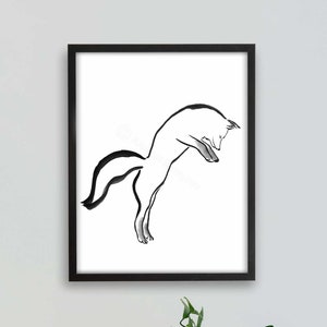 Printable Line Art Fox Print, Fox Decor, Fox Painting, Fox Lover Gift, Ink Art, Ink Drawing, Minimalist Art, Sumi-e Painting