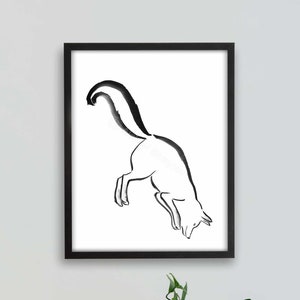 Printable Line Art Fox Print, Fox Decor, Fox Painting, Fox Lover Gift, Ink Art, Ink Drawing, Minimalist Art, Sumi-e Painting