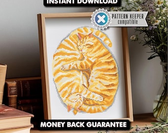 Two Orange Cats Cross Stitch Pattern | Cute Cat Embroidery PDF | Cat Lover Gift | Funny Cat Cross Stitch | Instant Digital Download Cat