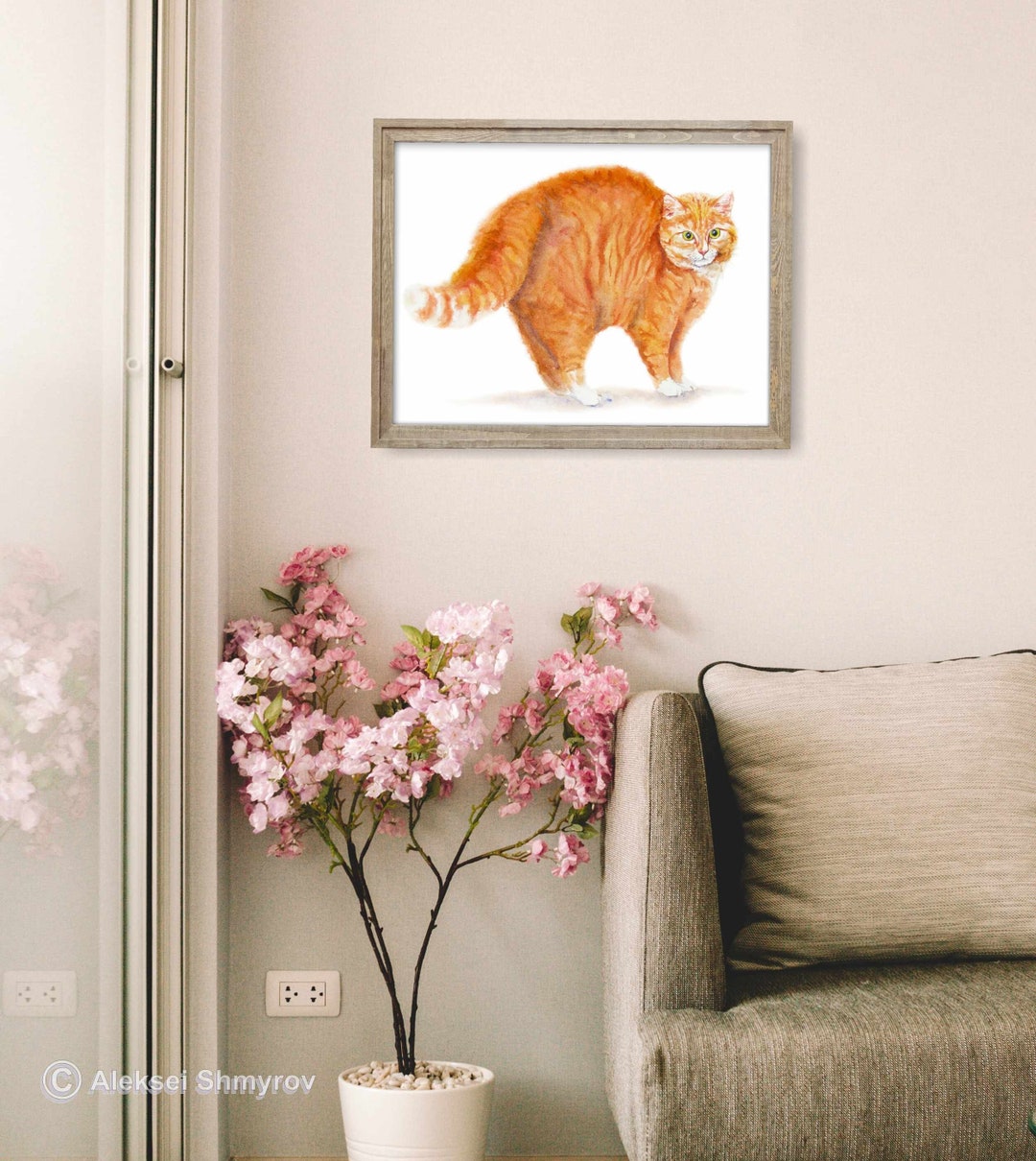 Fluffy Orange Cat Print, Cat Decor, Cat Art, Funny Cat Art, Cat Lover ...