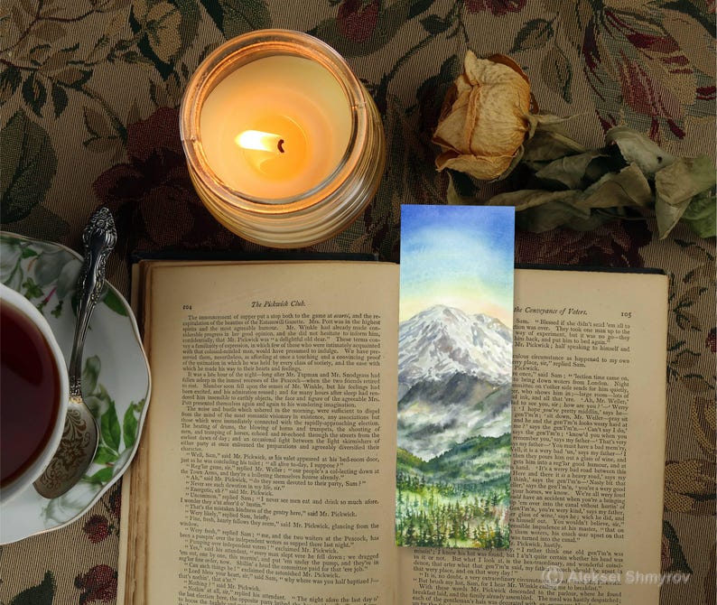 Mount Rainer National Park Printable Bookmark, Watercolor Bookmarks ...