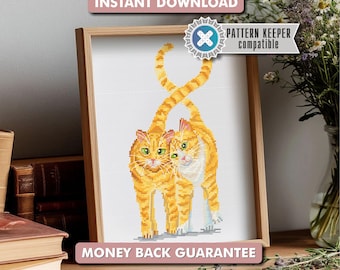 Two Orange Cats Cross Stitch Pattern | Cute Cat Embroidery PDF | Cat Lover Gift | Funny Cat Cross Stitch | Instant Digital Download Cat