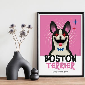 Frelka Boston Terrier Dog Poster • Art Print  • Poster A3