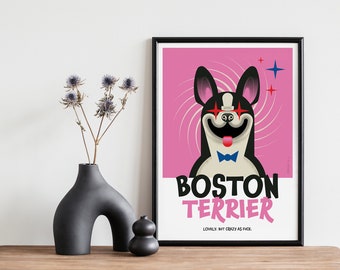 Frelka Boston Terrier Hond Poster • Art Print • Poster A3