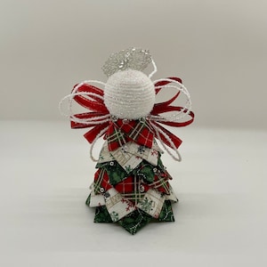 Angel Christmas Ornament, No Sew Quilted Angel Shelf Sitter, Red And Green Christmas Tree Decoration, Quilted Angel Decoration Xmas Gift