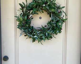 Olive Branch Wreath, Year Round Greenery Wreath for Front Door, Olive Leaf Wreath With Olives, Realtor Gift, Housewarming Gift