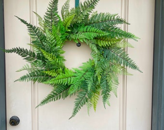 Artificial Fern Wreath For Front Door, All Season Greenery Wreath, Year Round Door Wreath, Housewarming Gift