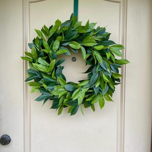 Classic Laurel Wreath For Front Door, Farmhouse Myrtle Wreath, All Season Door Decor, Entryway Decor, Realtor Gift, Housewarming Gift