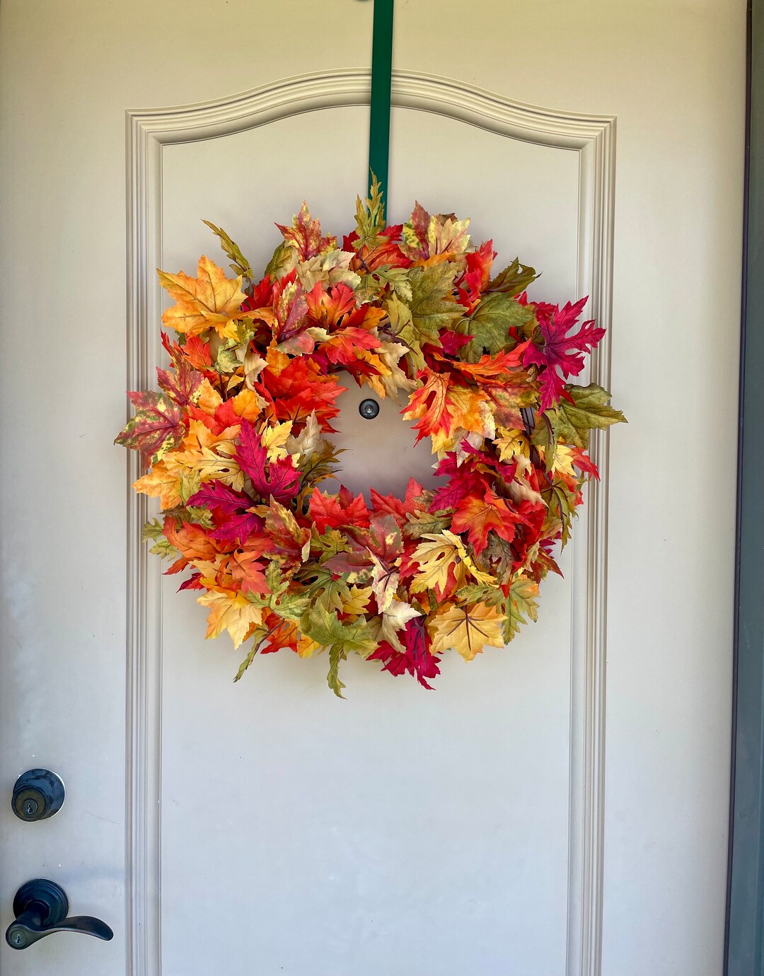 Fall Maple Leaf Wreath for Front Door, Maple Oak Fall Foliage ...