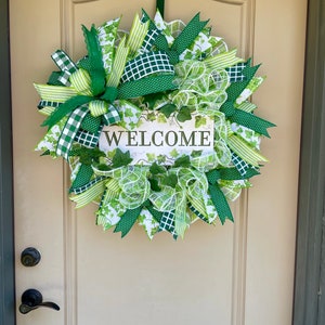 Green Ivy Welcome Wreath For Front Door, All Season Everyday Green Wreath, Green Year Round Front Door Decoration, Gift For New Homeowner