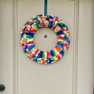 Rainbow Fabric Wreath For Front Door, Pride Rag Wreath, Birthday Party Decor Wreath, Pride Gift