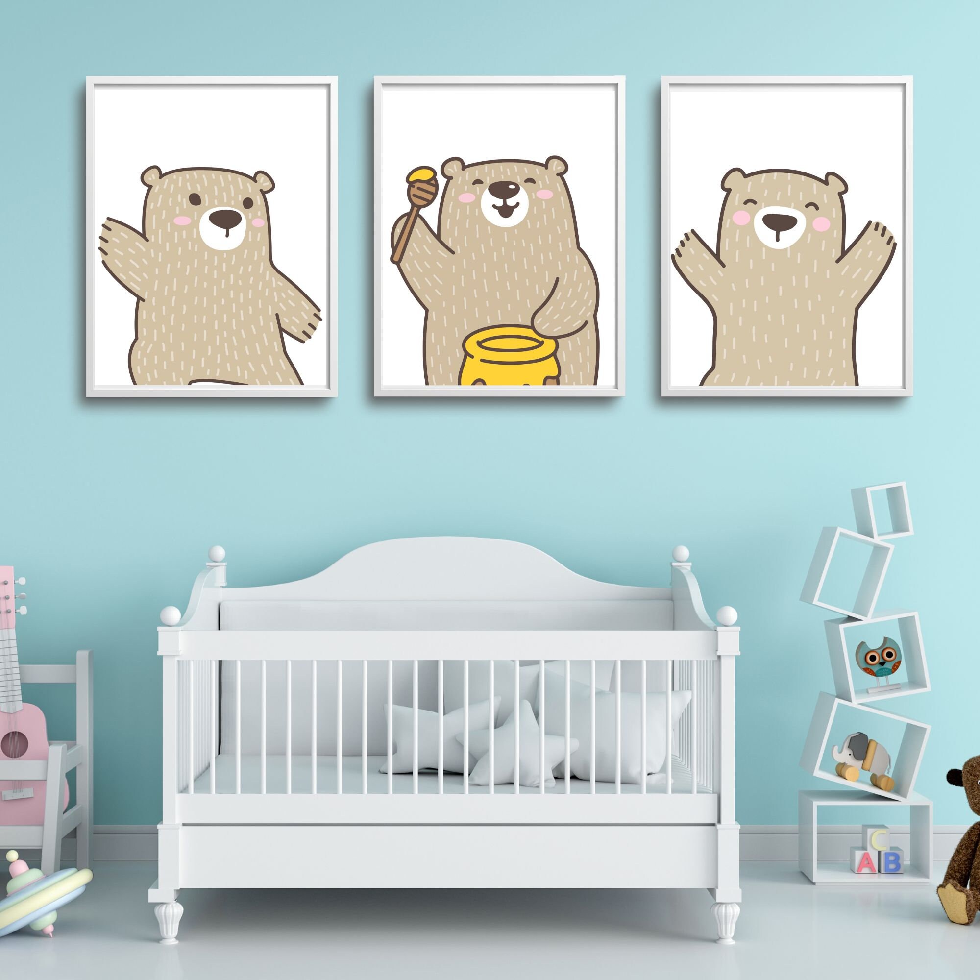 3 Piece Cute Bear Wall Art, Kids Room Decor, Affirmation for Kids ...