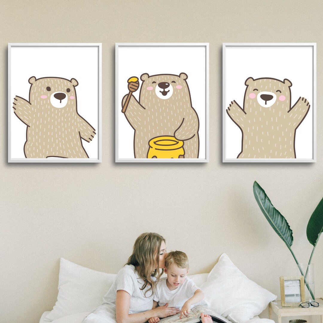 3 Piece Cute Bear Wall Art, Kids Room Decor, Affirmation for Kids ...
