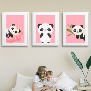 3 piece Cute Panda Wall Art, Kids Room Decor, Affirmation for Kids, Inspirational Nursery Decor, Printable Art, Digital Download