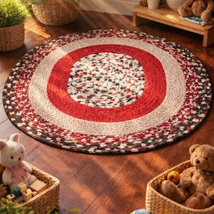 Handmade Strawberry Jelly Roll Rug – 100% Cotton