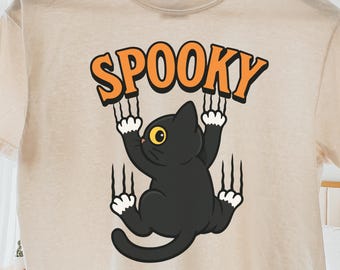 Spooky Halloween Cat PNG: Retro Black Kitty Sublimation Design (Digital Download)