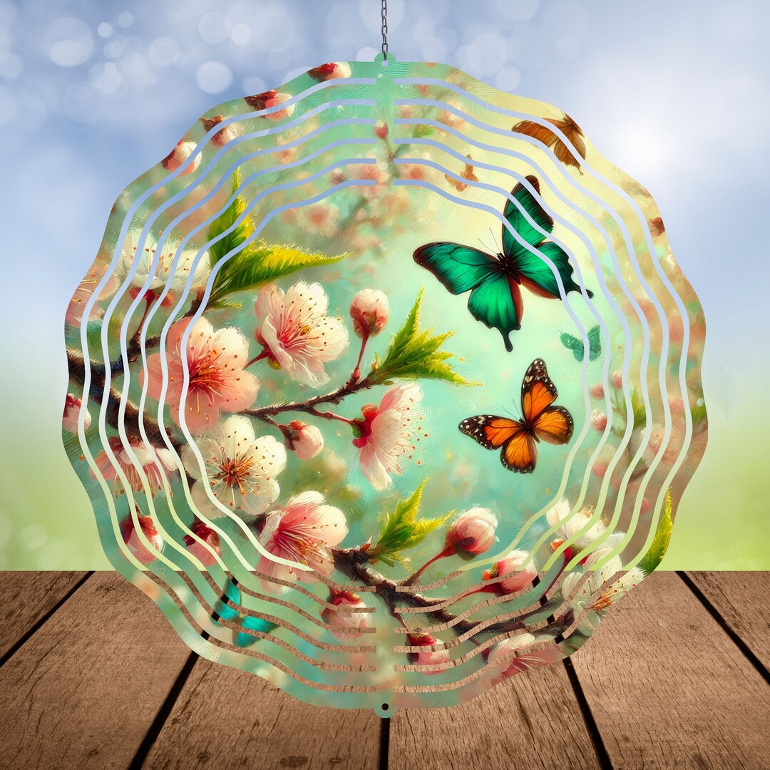 Butterfly Wind Sim Teal Orange Butterflies Wind Spinner PNG Cherry Blossom Wind Spinner ...