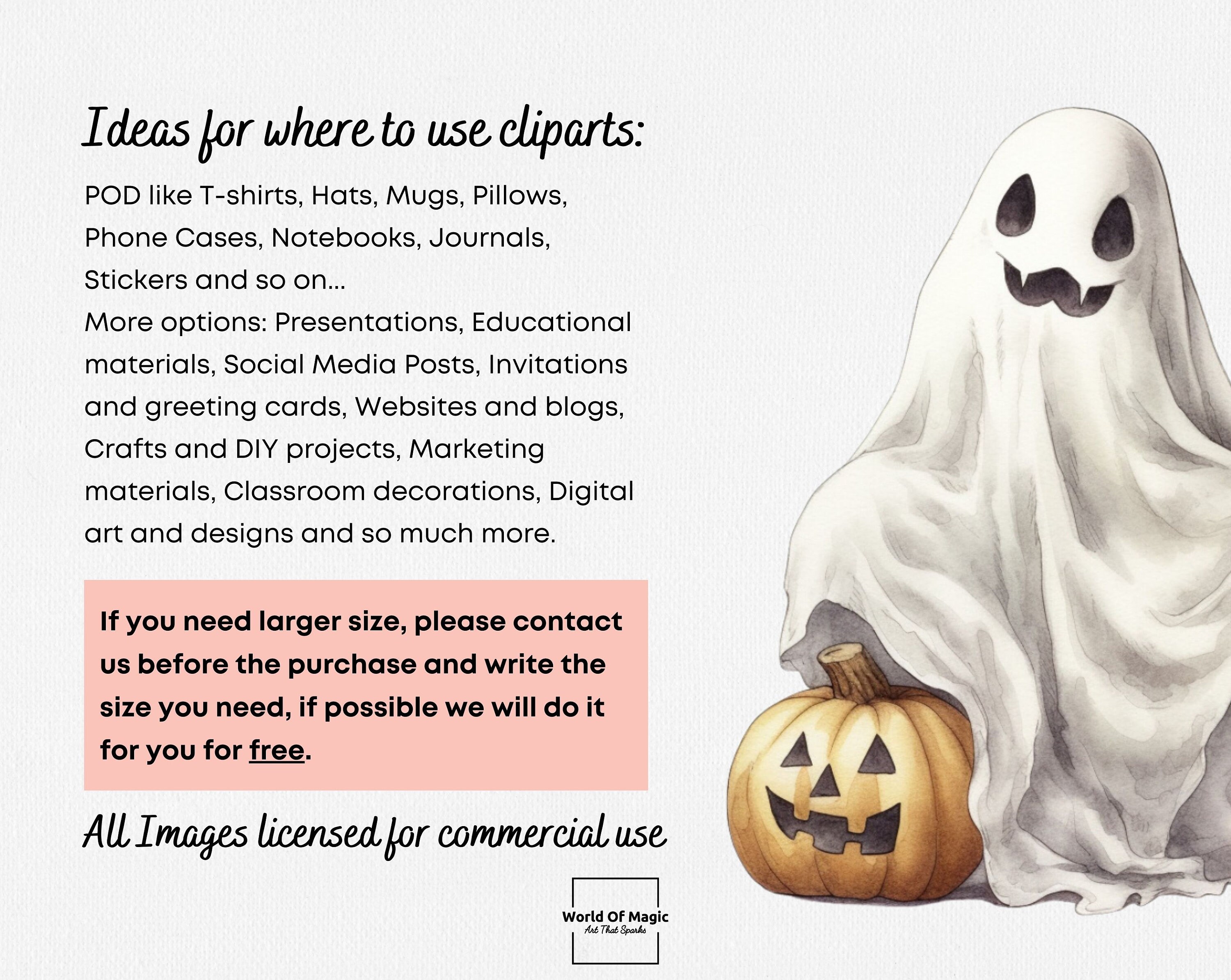 Cute Halloween Ghost Clipart | 18 PNG Watercolor Ghost Clip Art Bundle ...