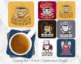 Funny Coffee Lovers Coaster PNG Sarcasm Quotes Sublimation Bundle  Square Coaster Cups Designs Coffee Lover Gift | Digital Download CO7