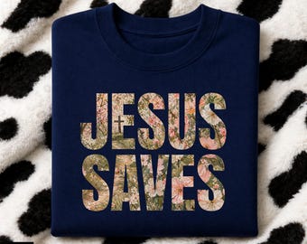 Jesus Saves Floral Christian T-Shirt Design (Digital Download)