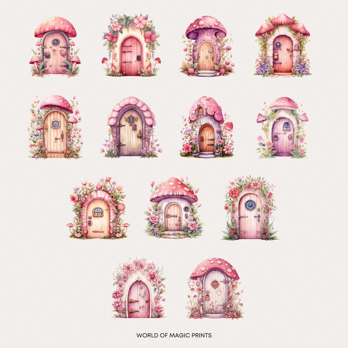 Watercolor Fairy Door PNG, Fantasy Clipart Pink & Blue, Fairytale Clip ...