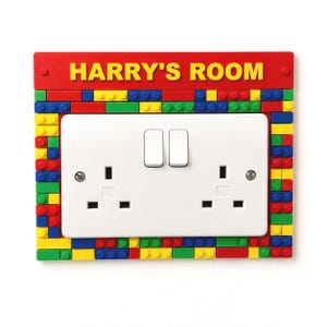 Personalised Brick Double Socket Surround LEGO® Compatible - UK Faceplate